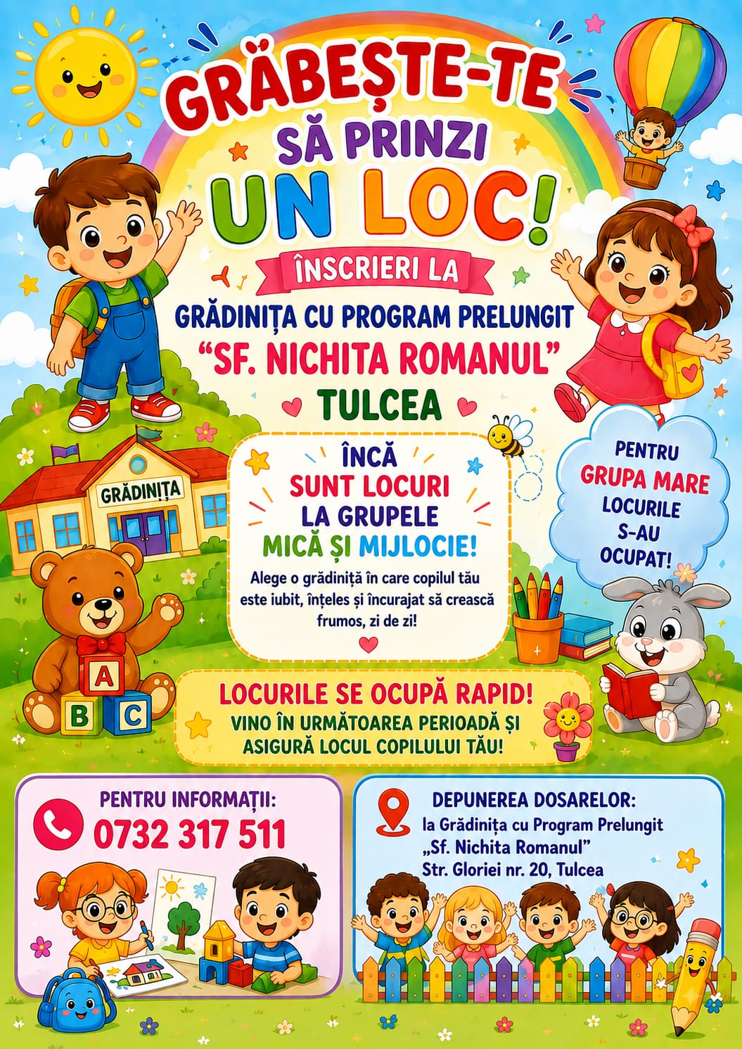 Oferta Gradinita ”Sf. Nichita Romanul”- locuri libere an scolar 2026-2027